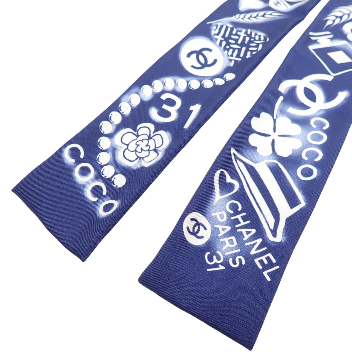 ココマーク リボンスカーフ シルク ネイビー
