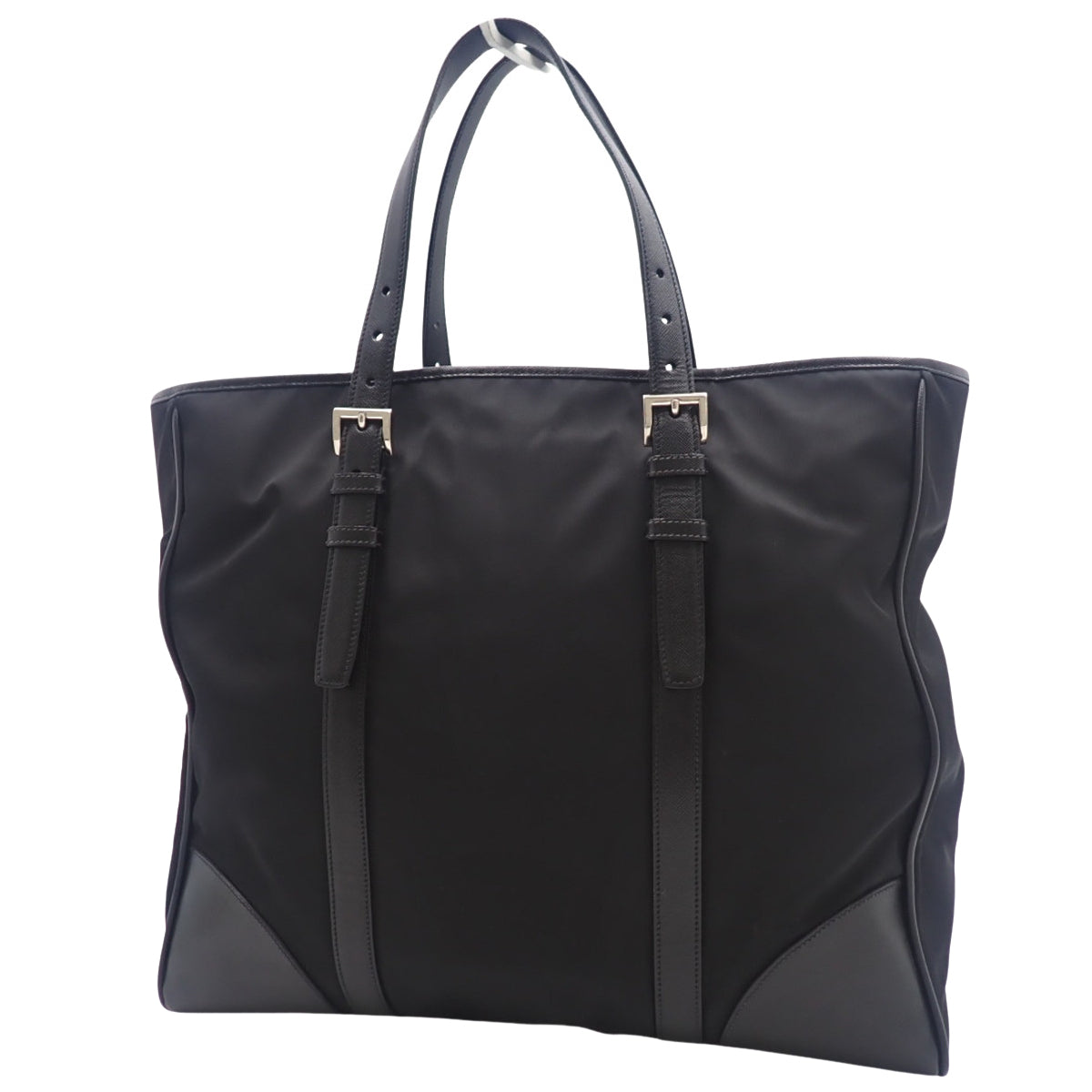 三角ロゴ Re-Nylonトートバッグ ナイロン サフィアーノレザー NERO ネロ VA0663