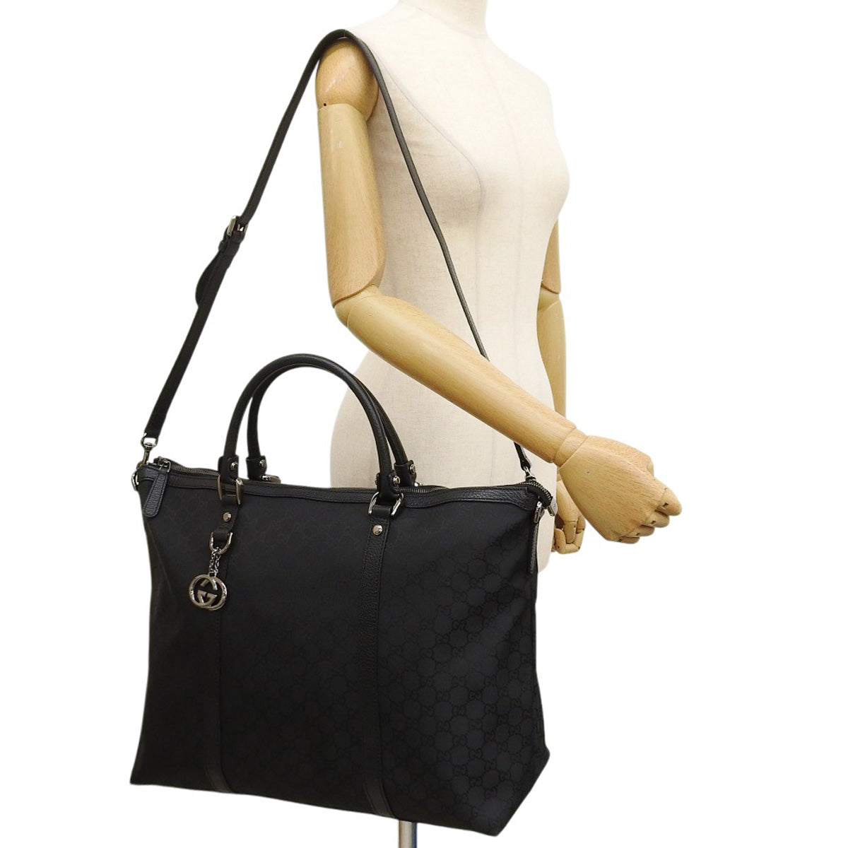 GG Canvas 2-Way Bag Black 339550