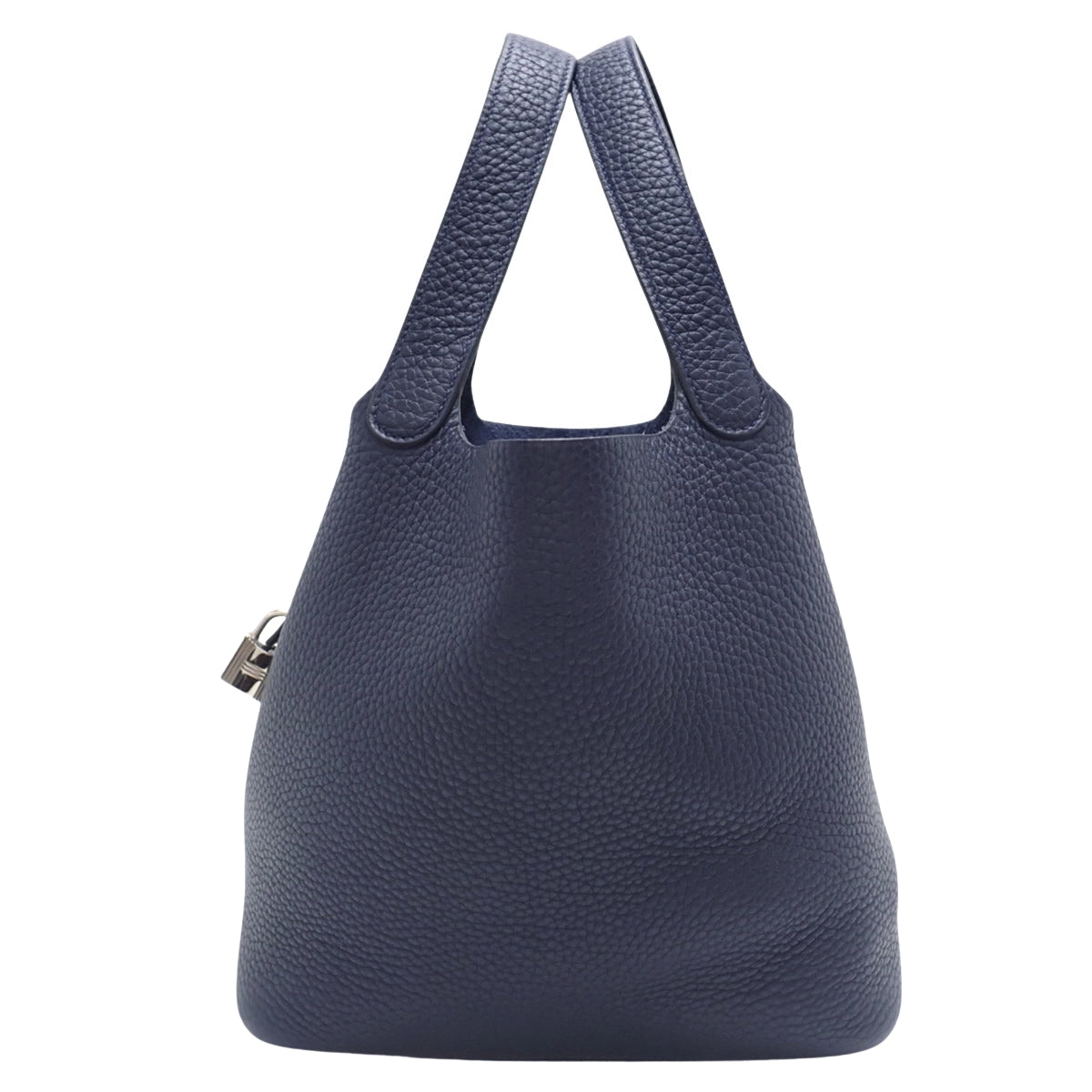 Picotin Lock MM, Taurillon Clemence leather, blue indigo, silver hardware, D stamp