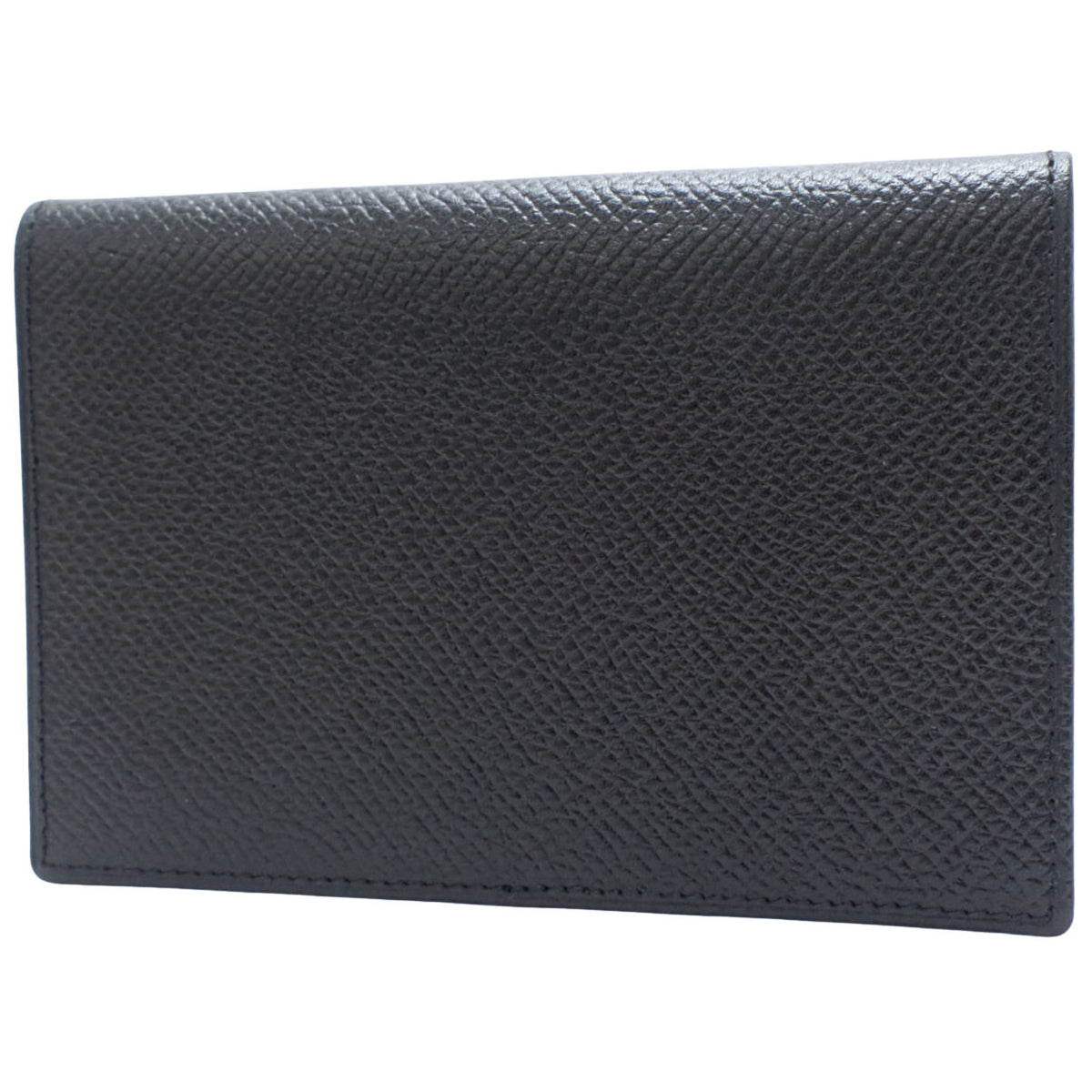 Business card holder in grained leather, black, 20358