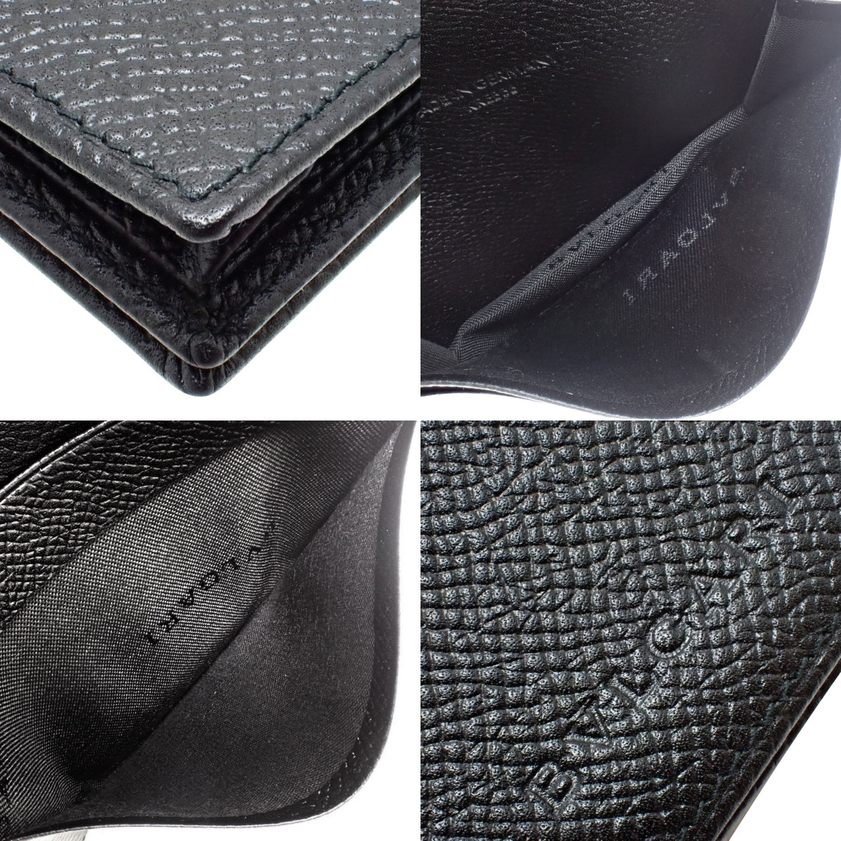 Business card holder in grained leather, black, 20358