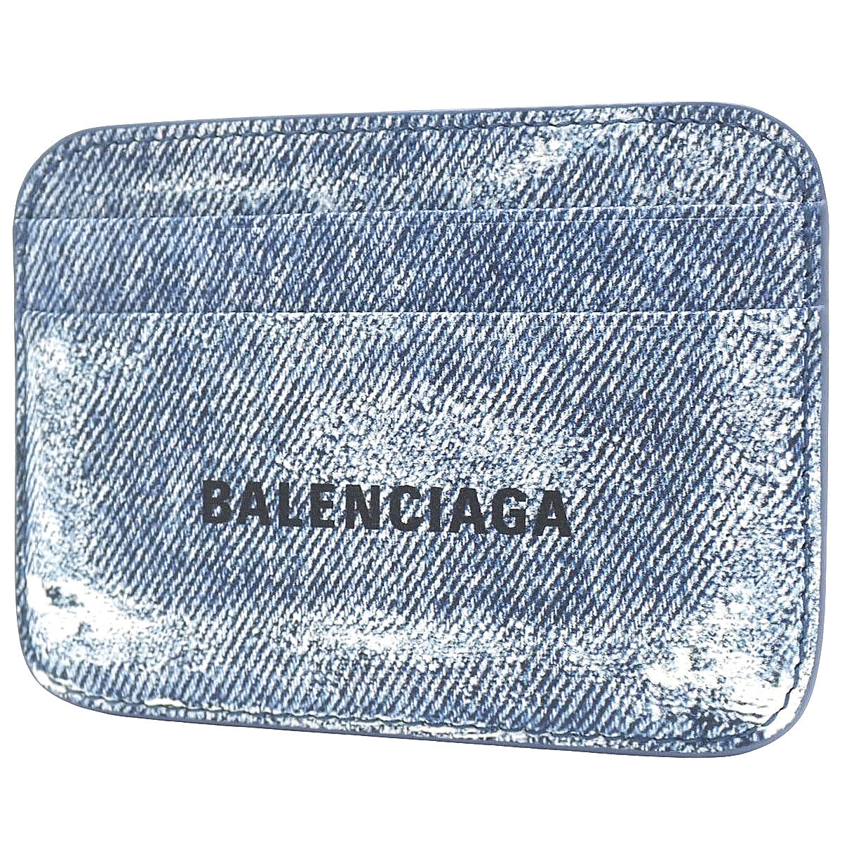 デニムプリント カードケース レザー ブルー 593812