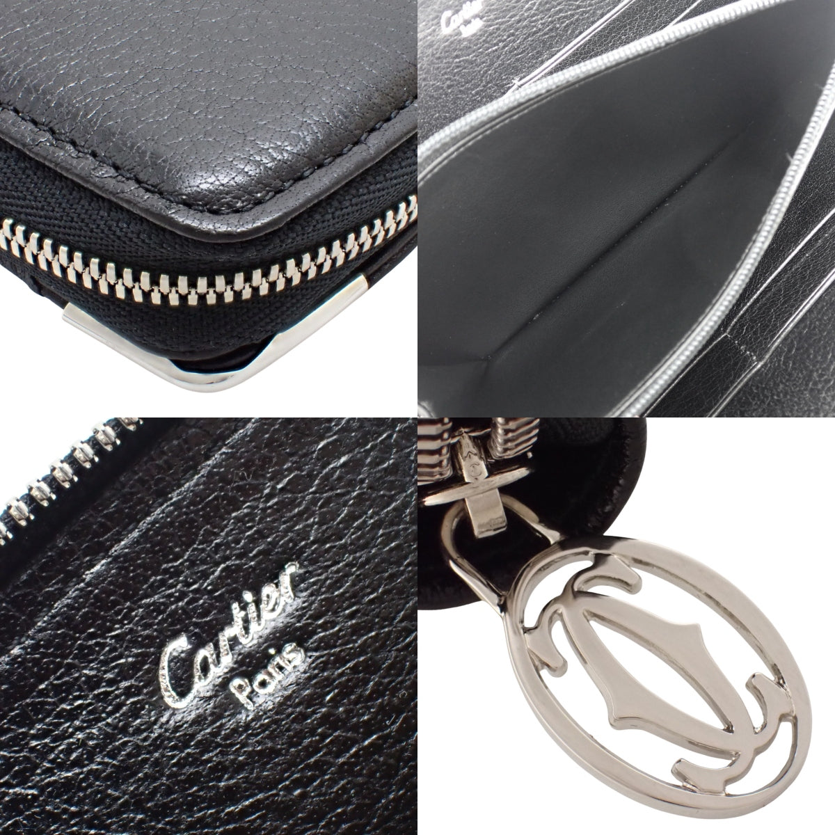 マルチェロ ドゥ カルティエ ラウンドファスナー 長財布 レザー ブラック L3000915