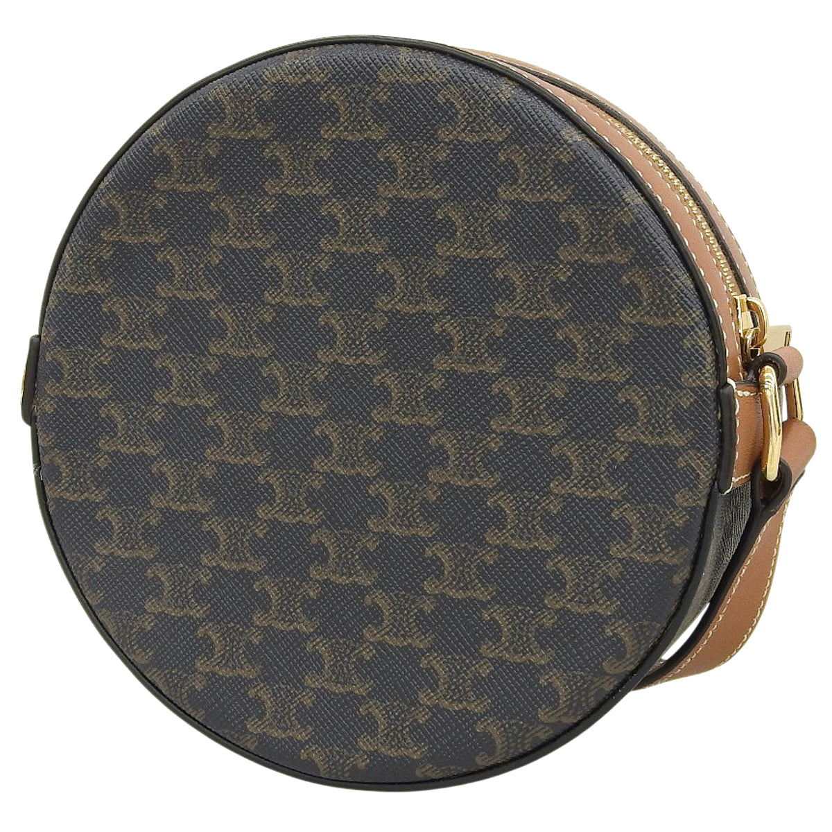 Triomphe 圆形单肩包,棕褐色,10G342CAM