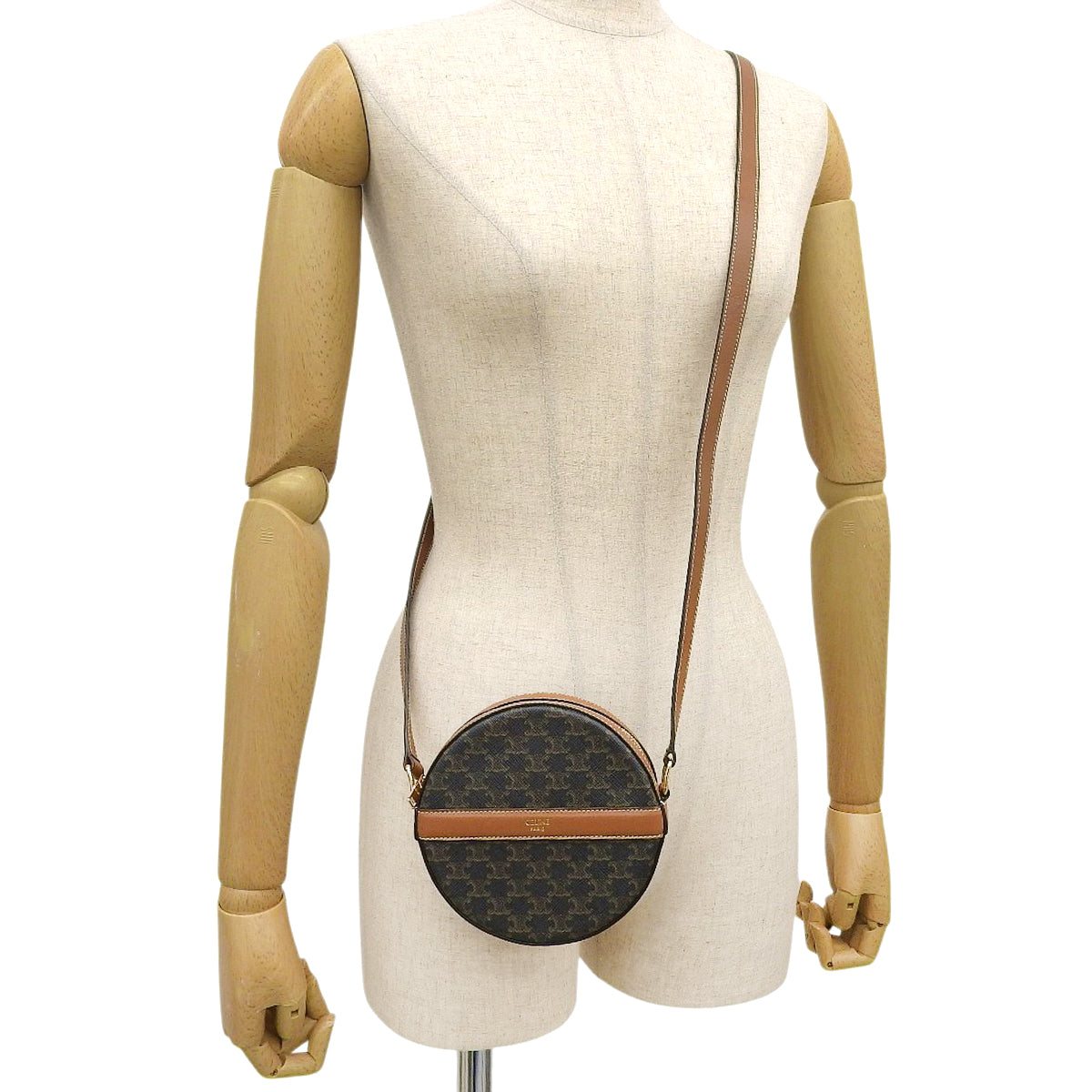 Triomphe 圆形单肩包,棕褐色,10G342CAM