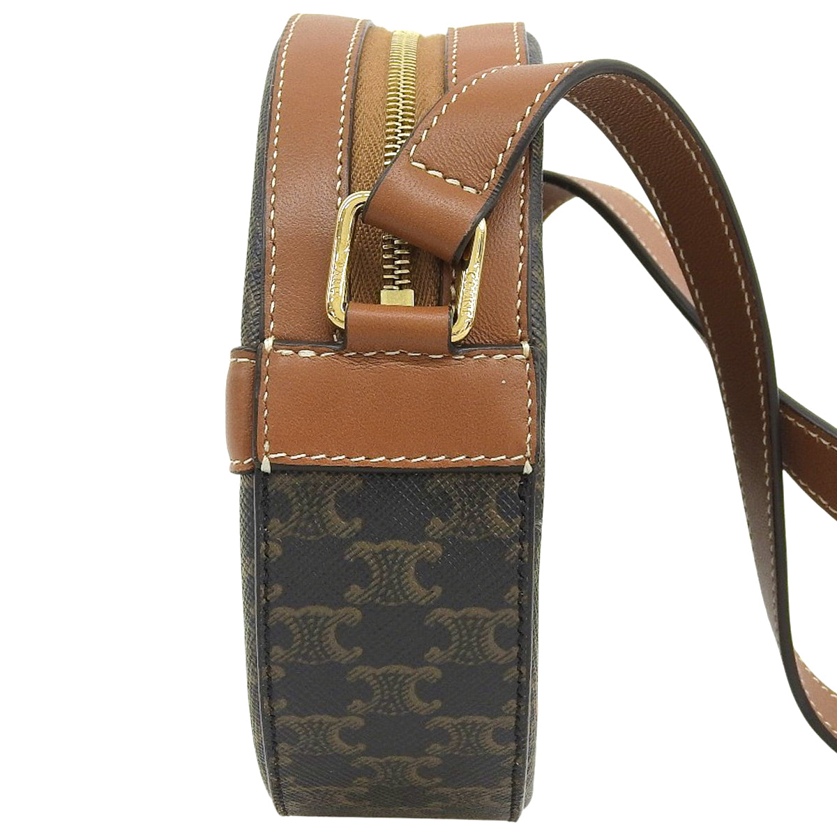 Triomphe 圆形单肩包,棕褐色,10G342CAM