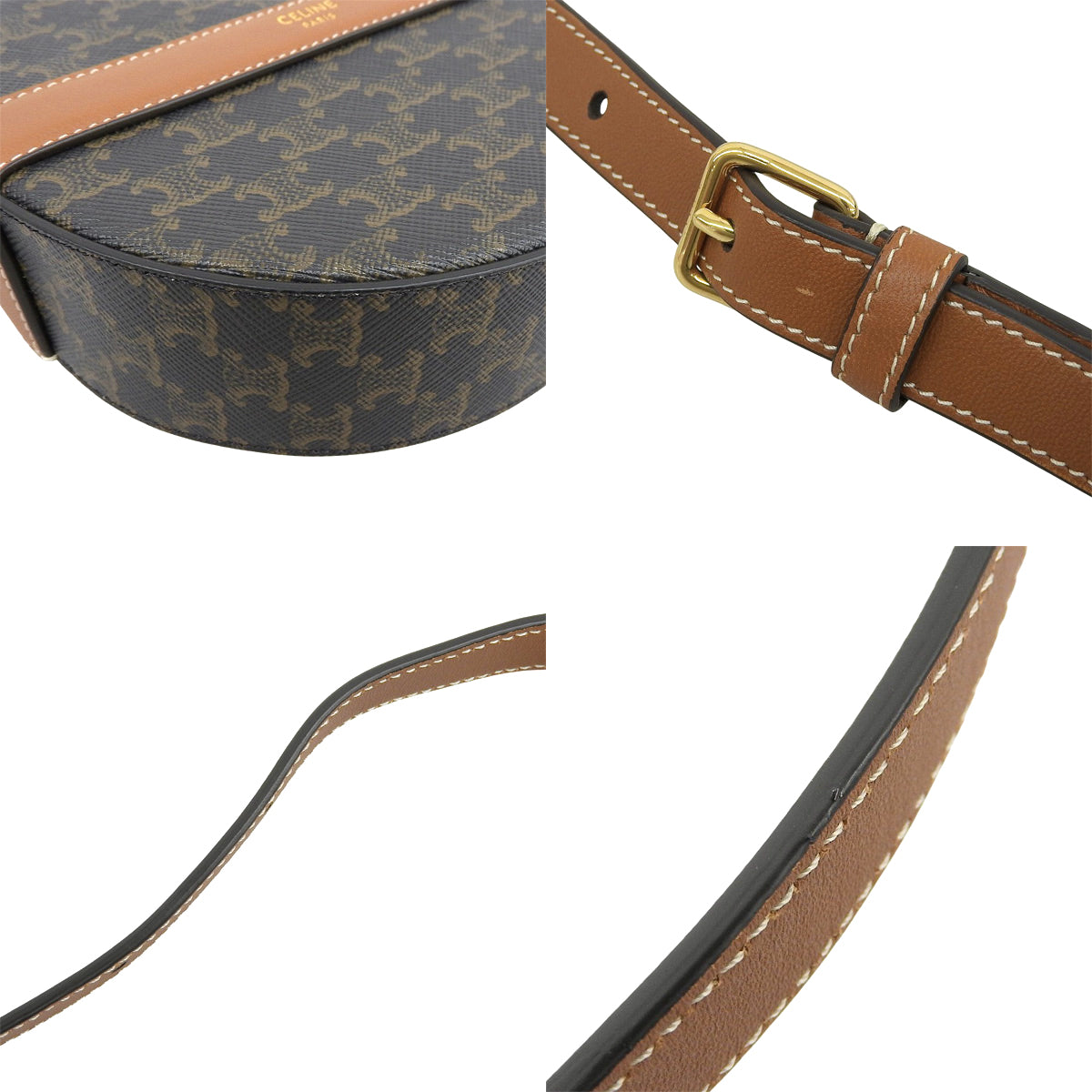 Triomphe 圆形单肩包,棕褐色,10G342CAM