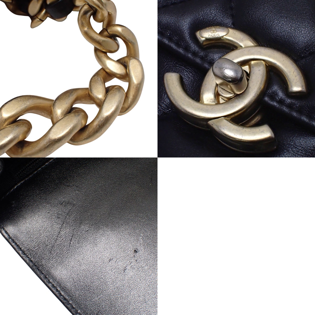 マトラッセ チェーンショルダーバッグ カーフ ブラック AS4066