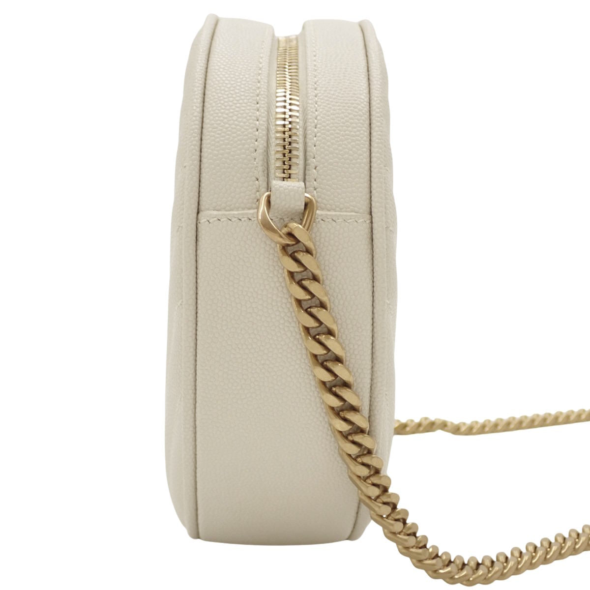 Vinyl Chain Shoulder Bag in Off-White Leather 610436