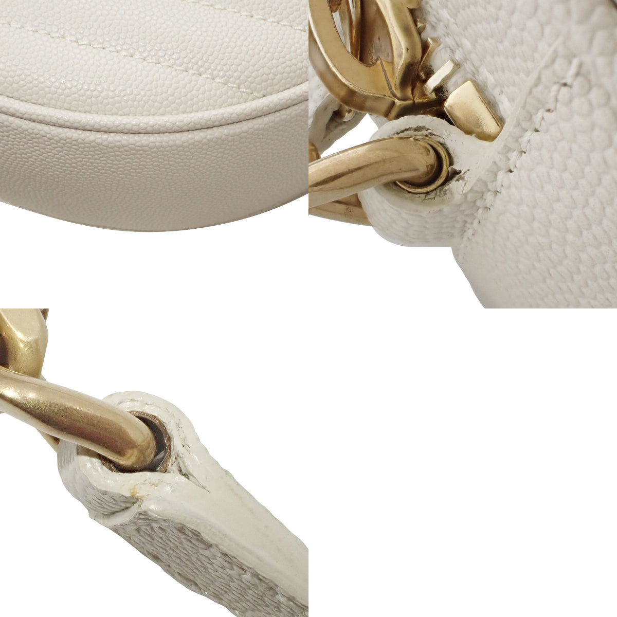 Vinyl Chain Shoulder Bag in Off-White Leather 610436