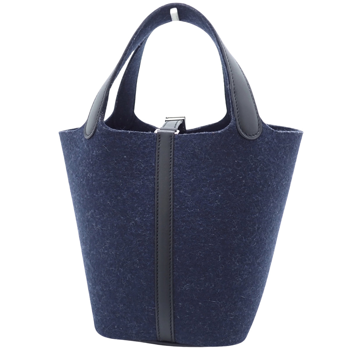 Picotin Lock PM Felt Case, Swift Blue Nuit, Silver Hardware, Y Stamp