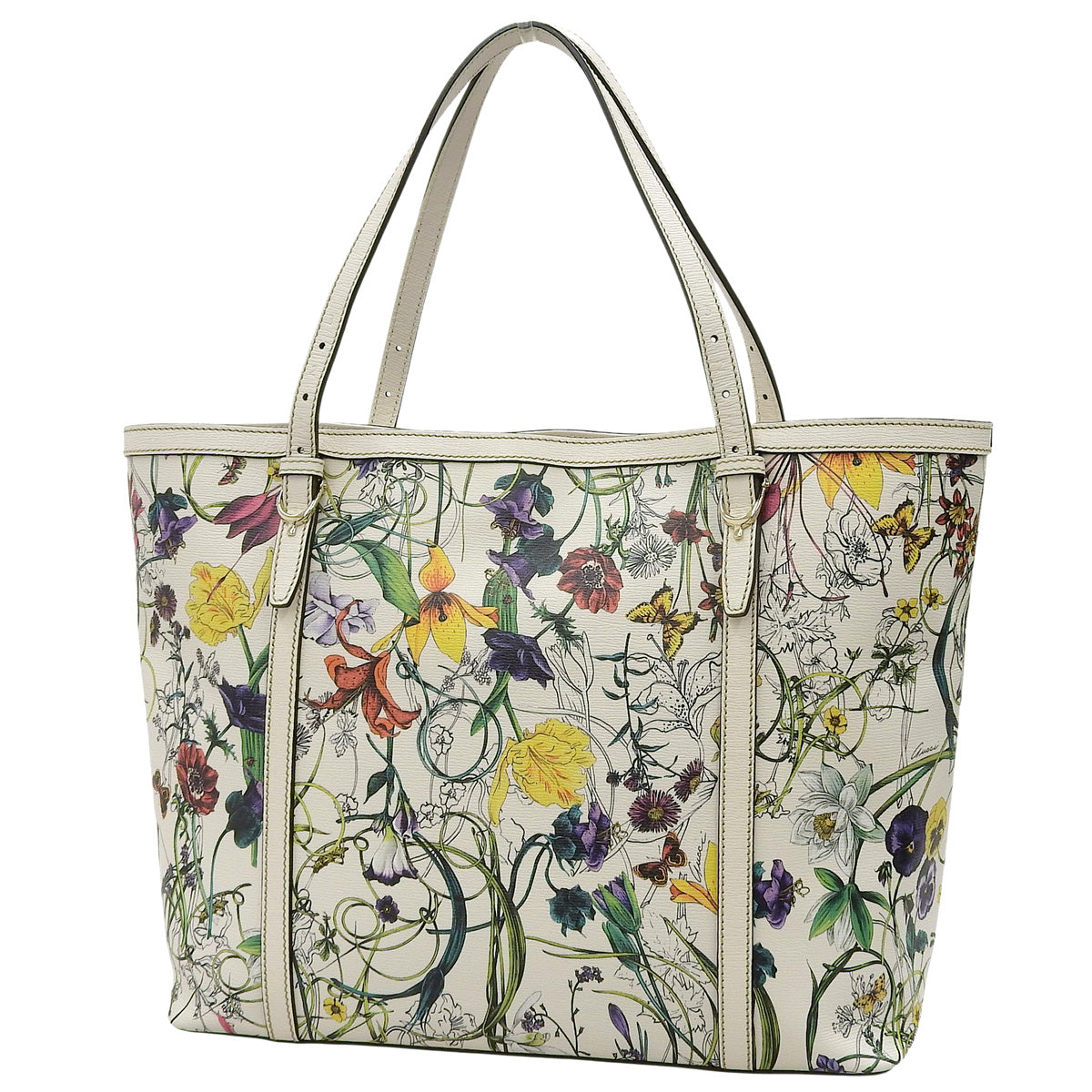 ニースフローラ トートバッグ レザー ホワイト マルチカラー 309613