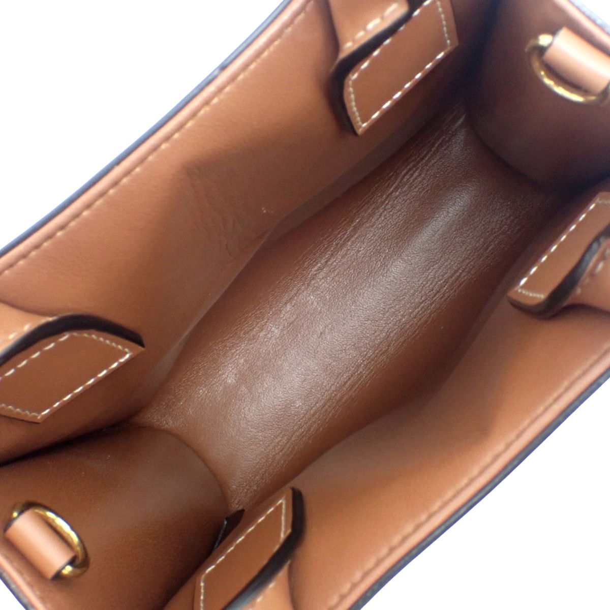 ミニ バーティカルカバ キャンバス レザー ベージュ ブラウン 193302EUK.0E