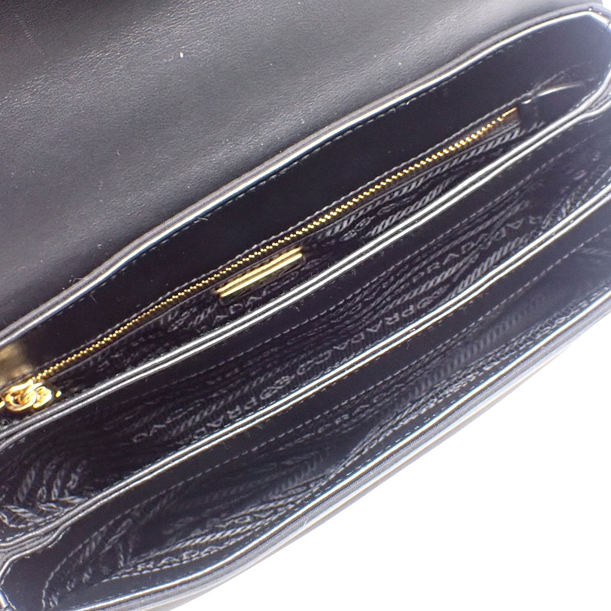 Saffiano 皮革链条单肩包 Tessuto NERO