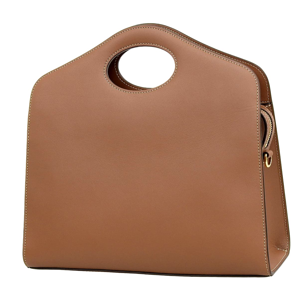 Medium topstitch pocket bag in leather, brown, 80367451