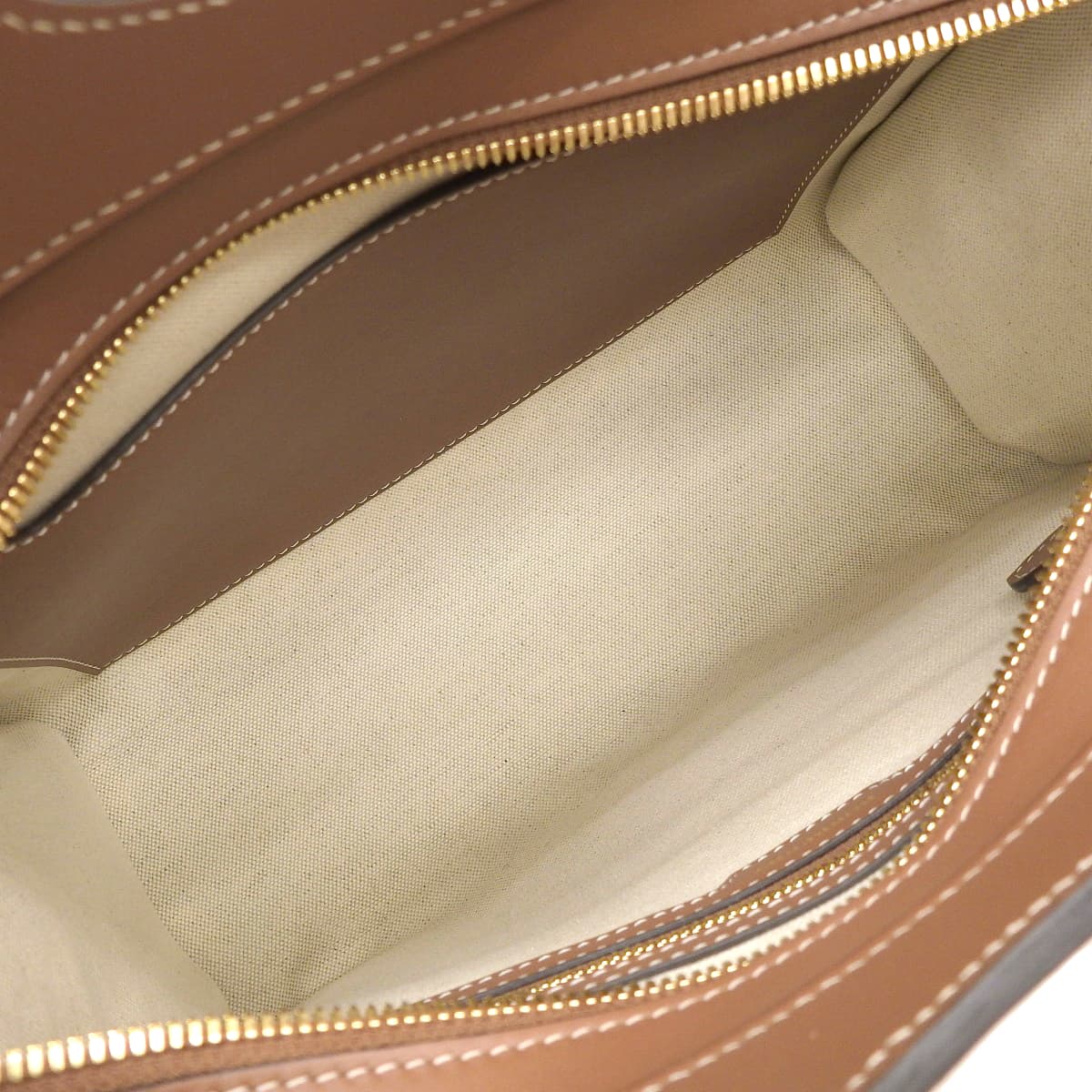 棕色皮革中号缝线口袋包(80367451)