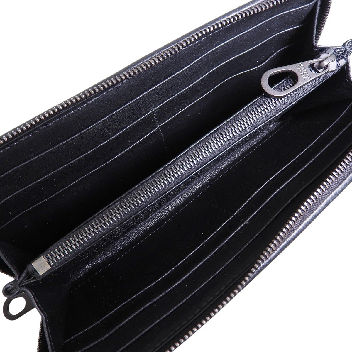 黑色皮革编织拉链长款钱包 510643 V4651 1000