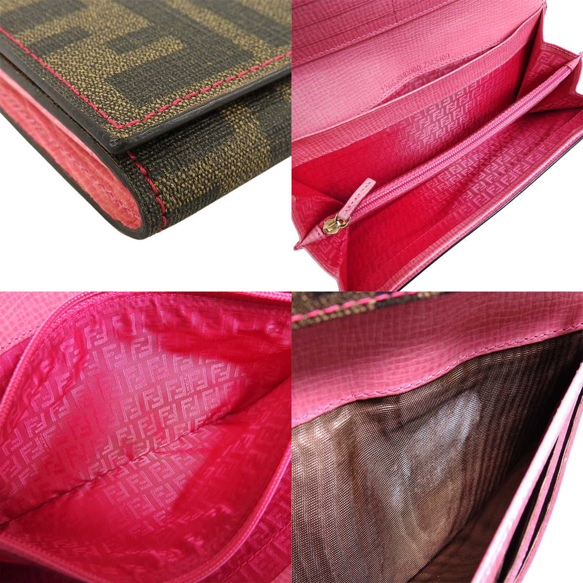 ズッカ 二つ折り 長財布 PVC ブラウン ピンク 8M0000