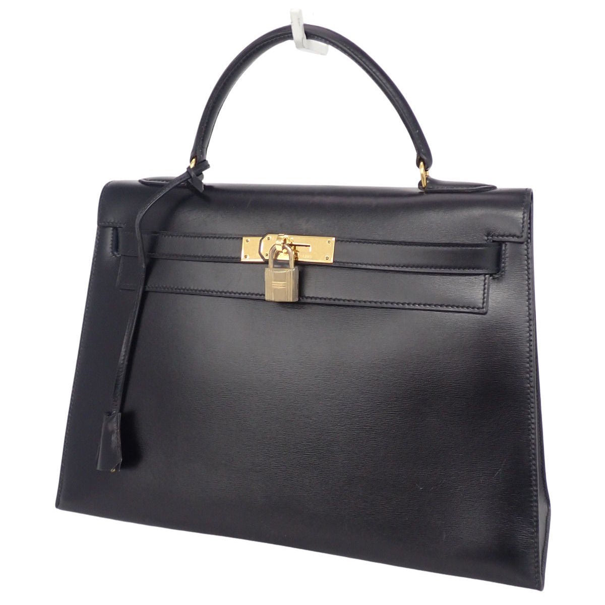 Kelly 32 (outside stitching) Box calf, black, gold hardware, ○L stamp