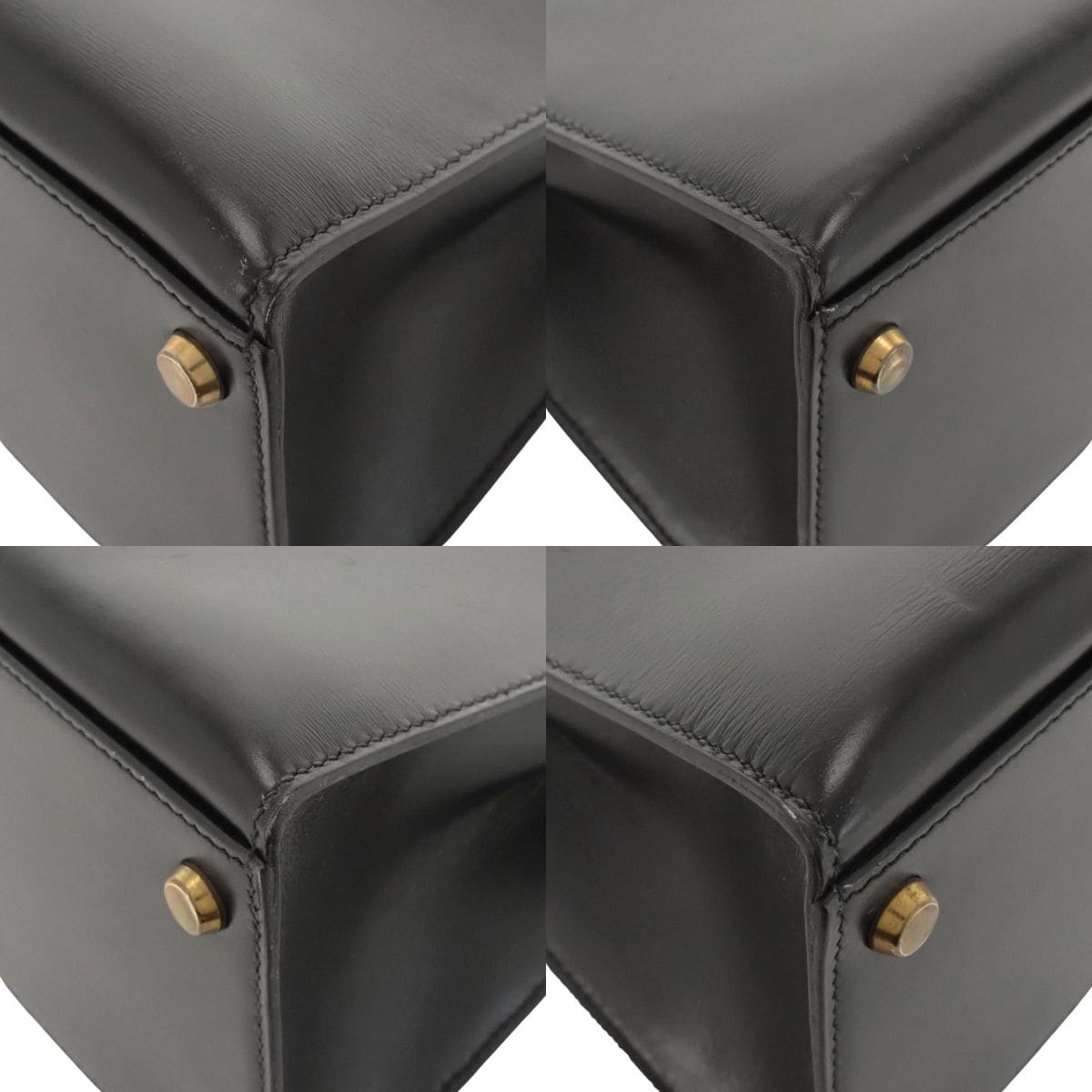 Kelly 32 (outside stitching) Box calf, black, gold hardware, ○L stamp