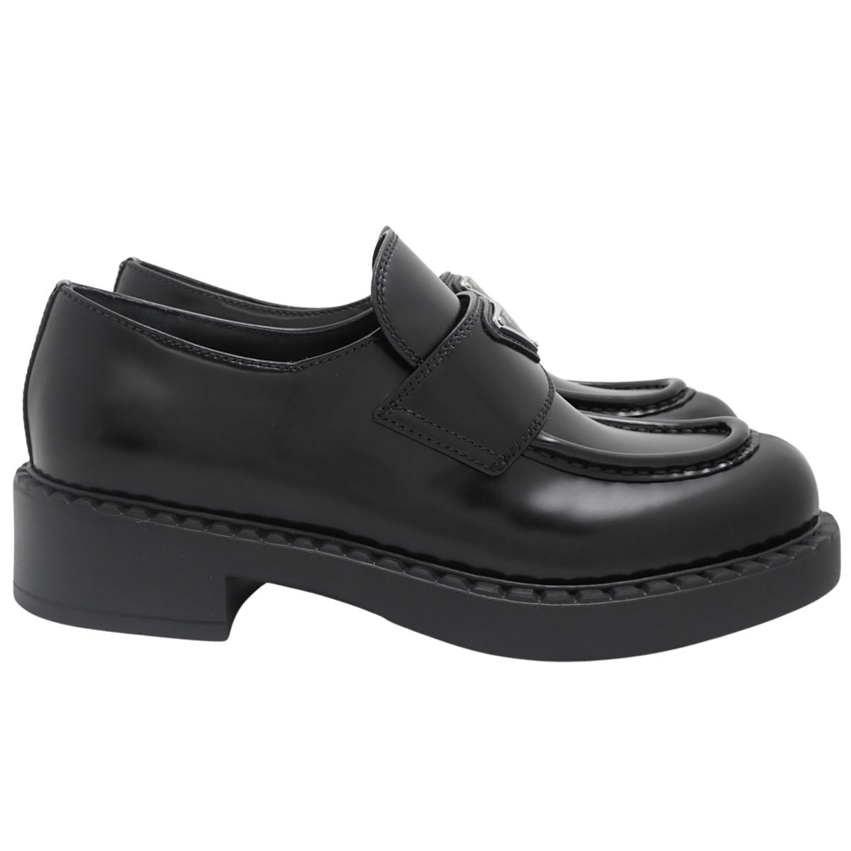 Chocolate Brushed Leather Loafers, Size 37