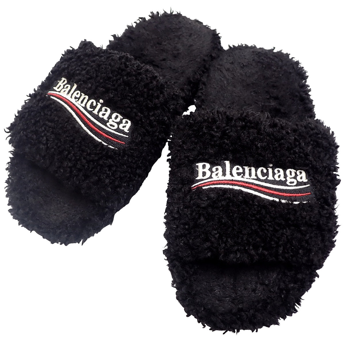 毛茸茸的敞篷骡子鞋 38