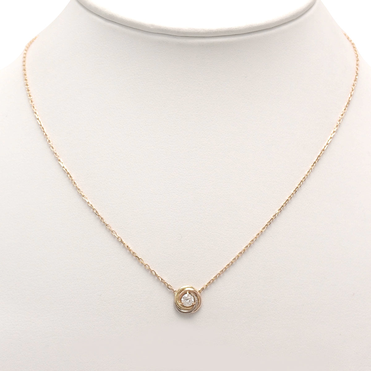 トリニティ ネックレス ダイヤモンド K18YG K18PG K18WG 2.9g