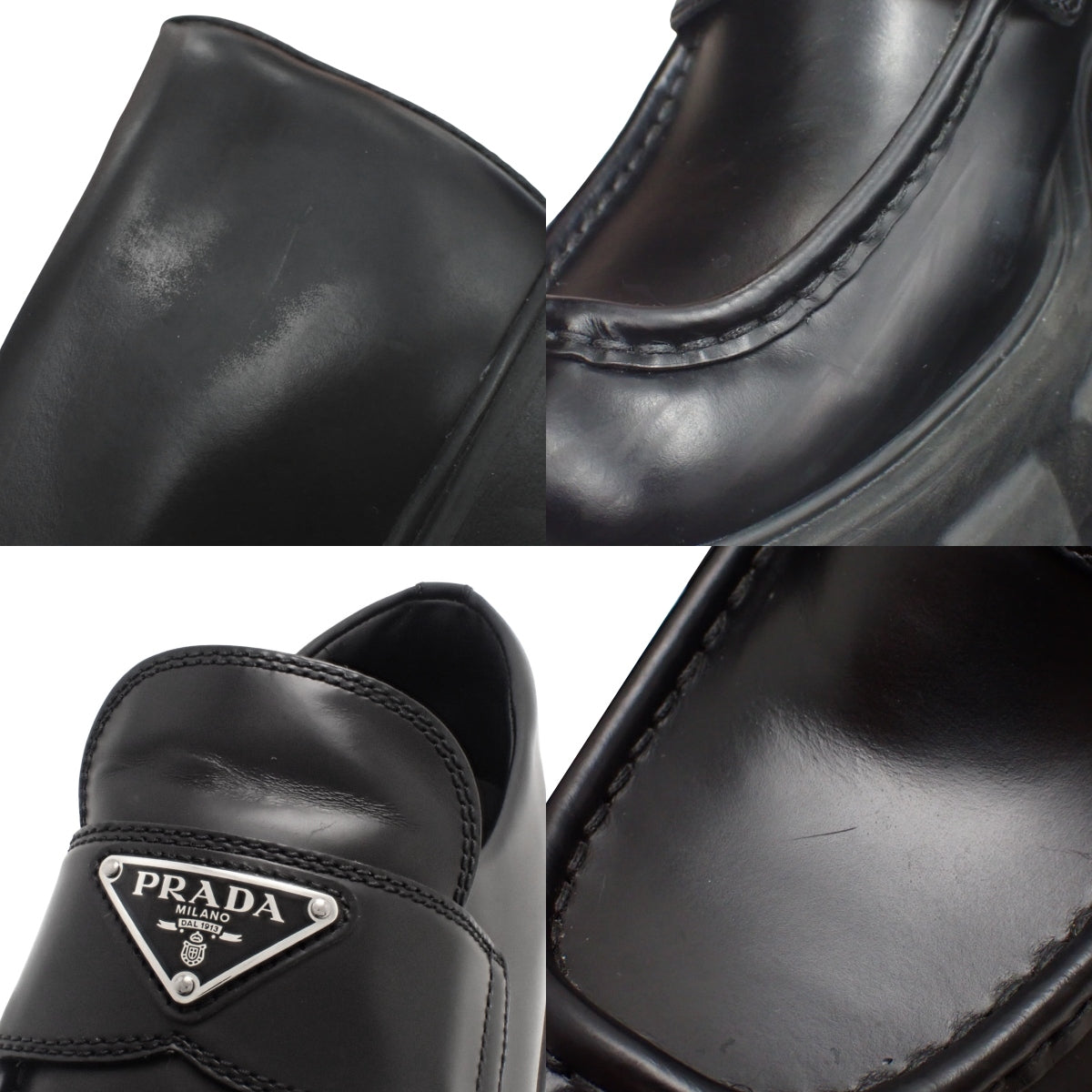 Monolith brushed leather loafers, size 38, black