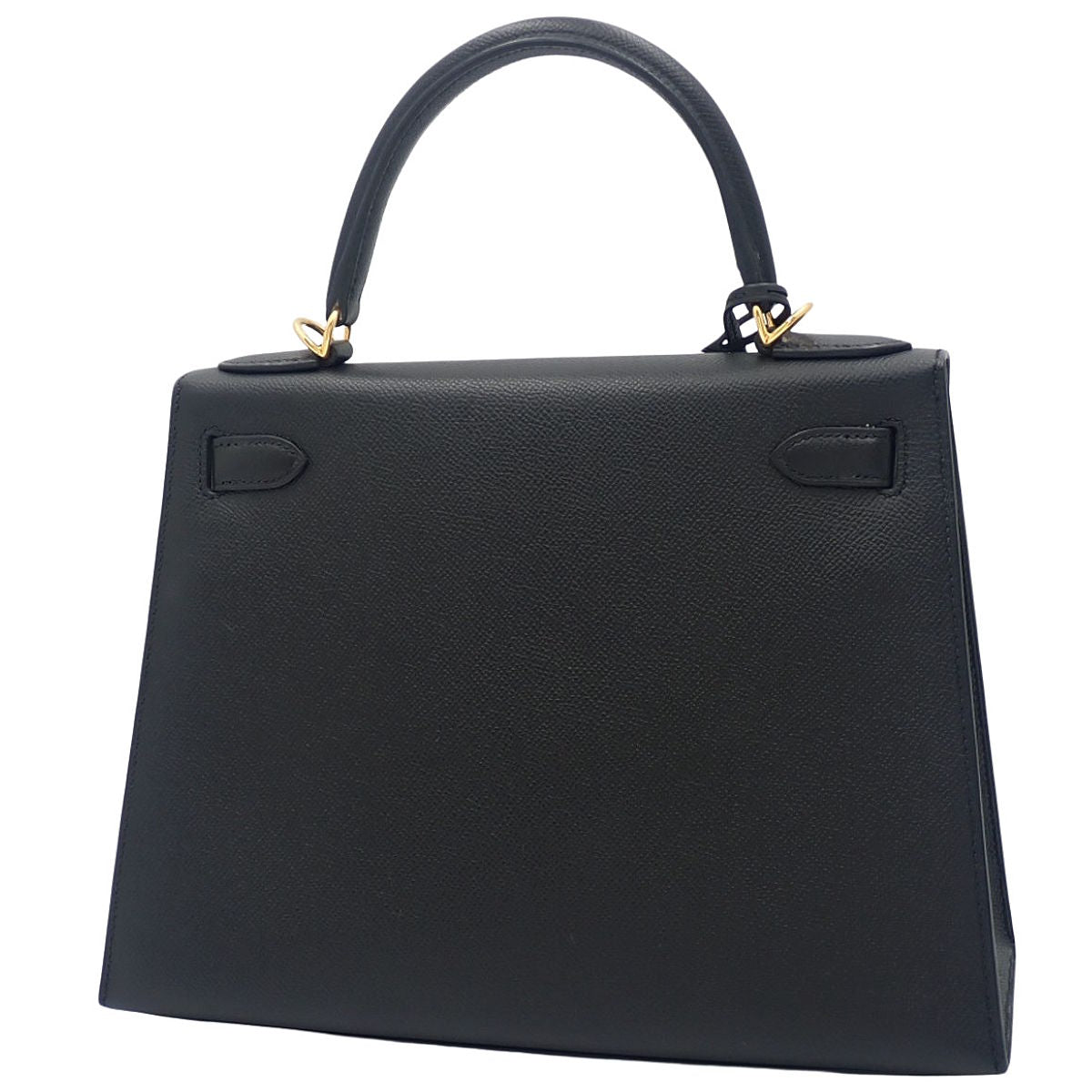 Kelly 28 (Outside Stitching) Veau Epsom Leather Black Gold Hardware C Stamp