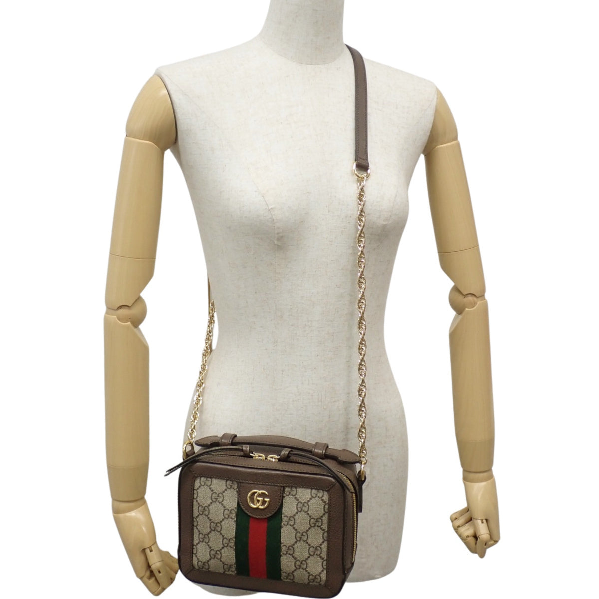 オフィディア ミニチェーンショルダーバッグ GGスプリームキャンバス エボニー/ベージュ 602576