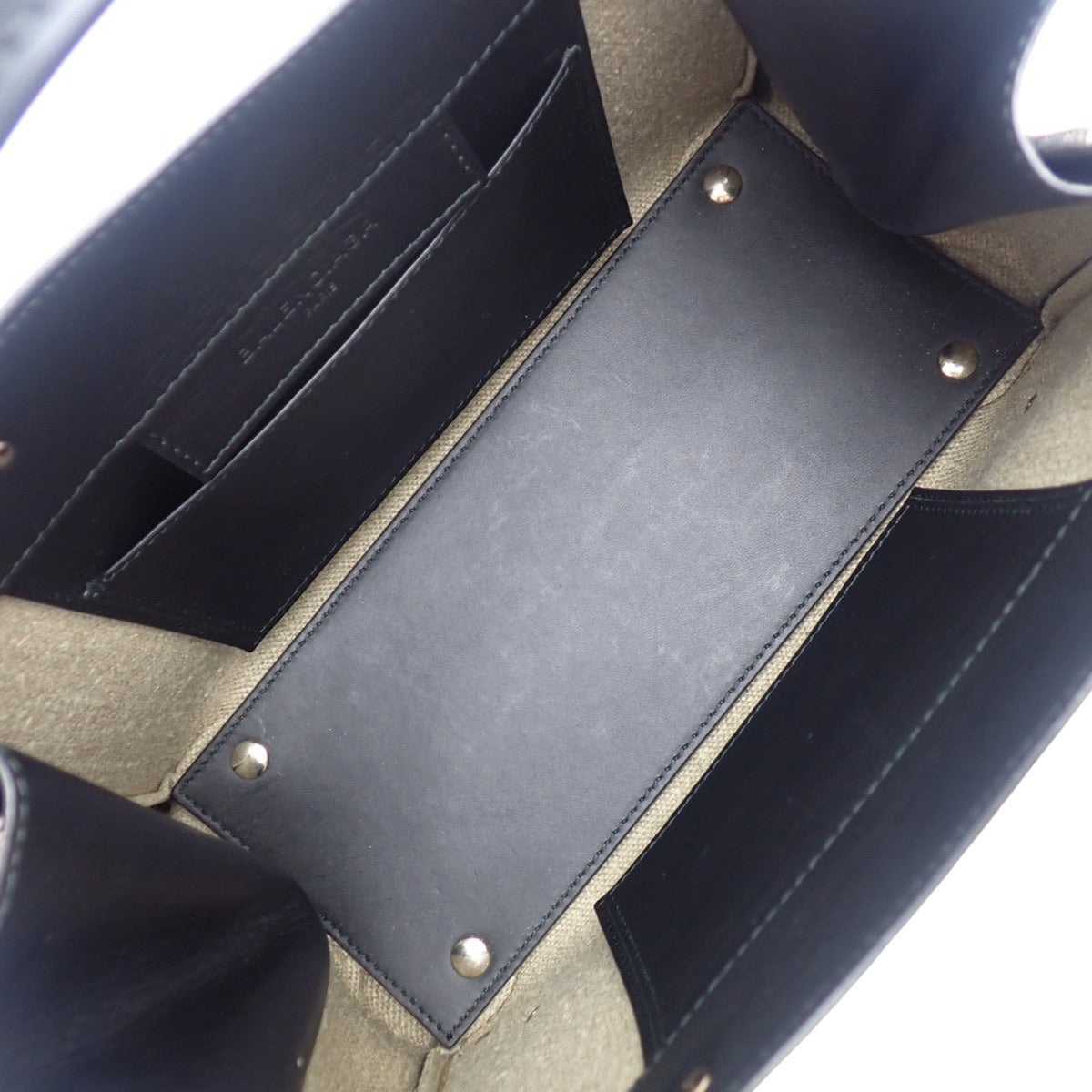 ペーパーミニ A6 キャンバス レザー ベージュ ブラック 370926