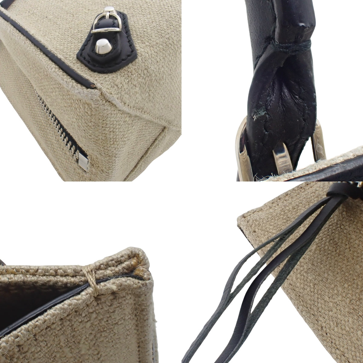 Paper Mini A6 帆布皮革米色黑色 370926