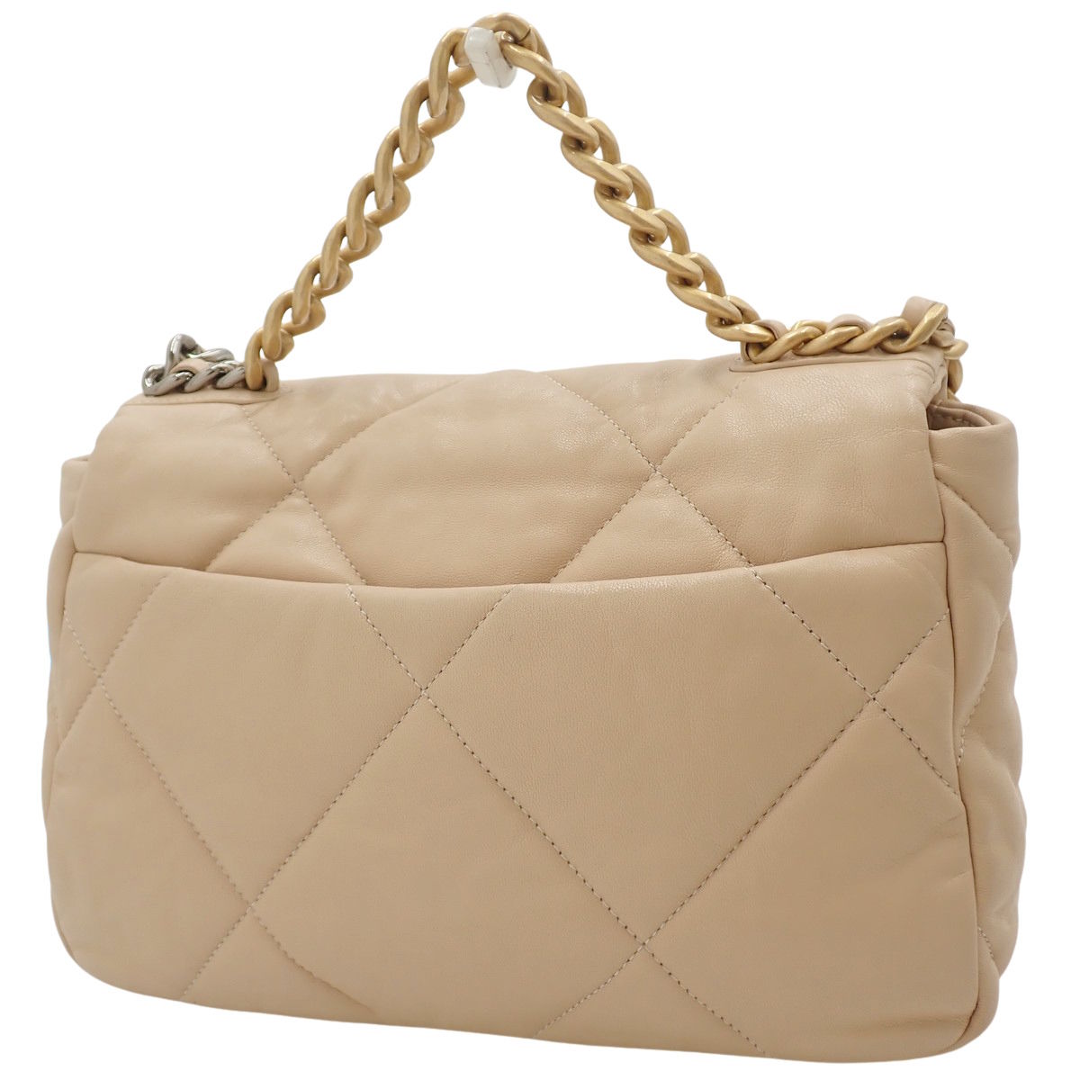 Chanel 19 Matelasse Chain Shoulder Bag in Beige Lambskin (AS1160)