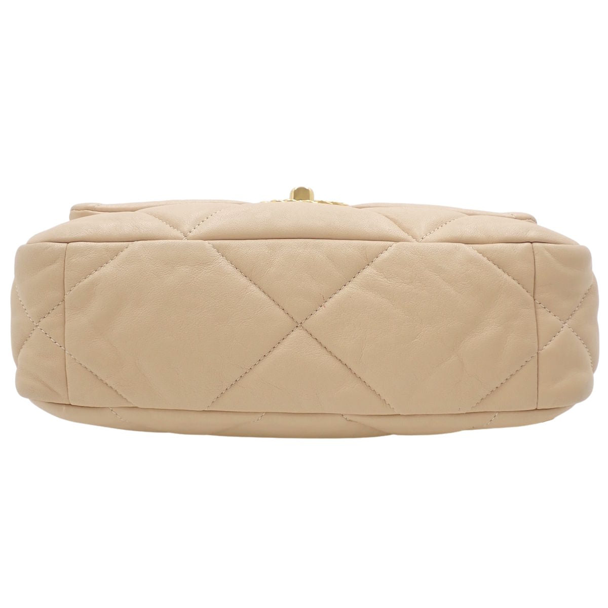 香奈儿 19 英寸绗缝链条肩背包,米色羊皮 (AS1160)