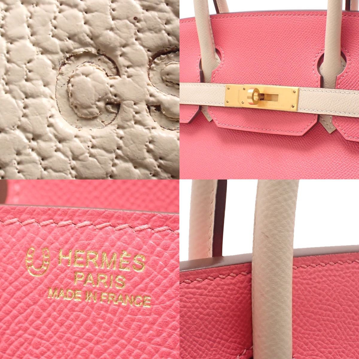 バーキン30 スペシャルオーダー ヴォーエプソン ローズアザレ/クレ ゴールド金具 C刻印