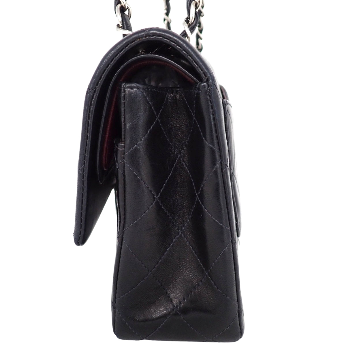 Coco Mark W Flap 25 Chain Shoulder Bag Lambskin Black A01112
