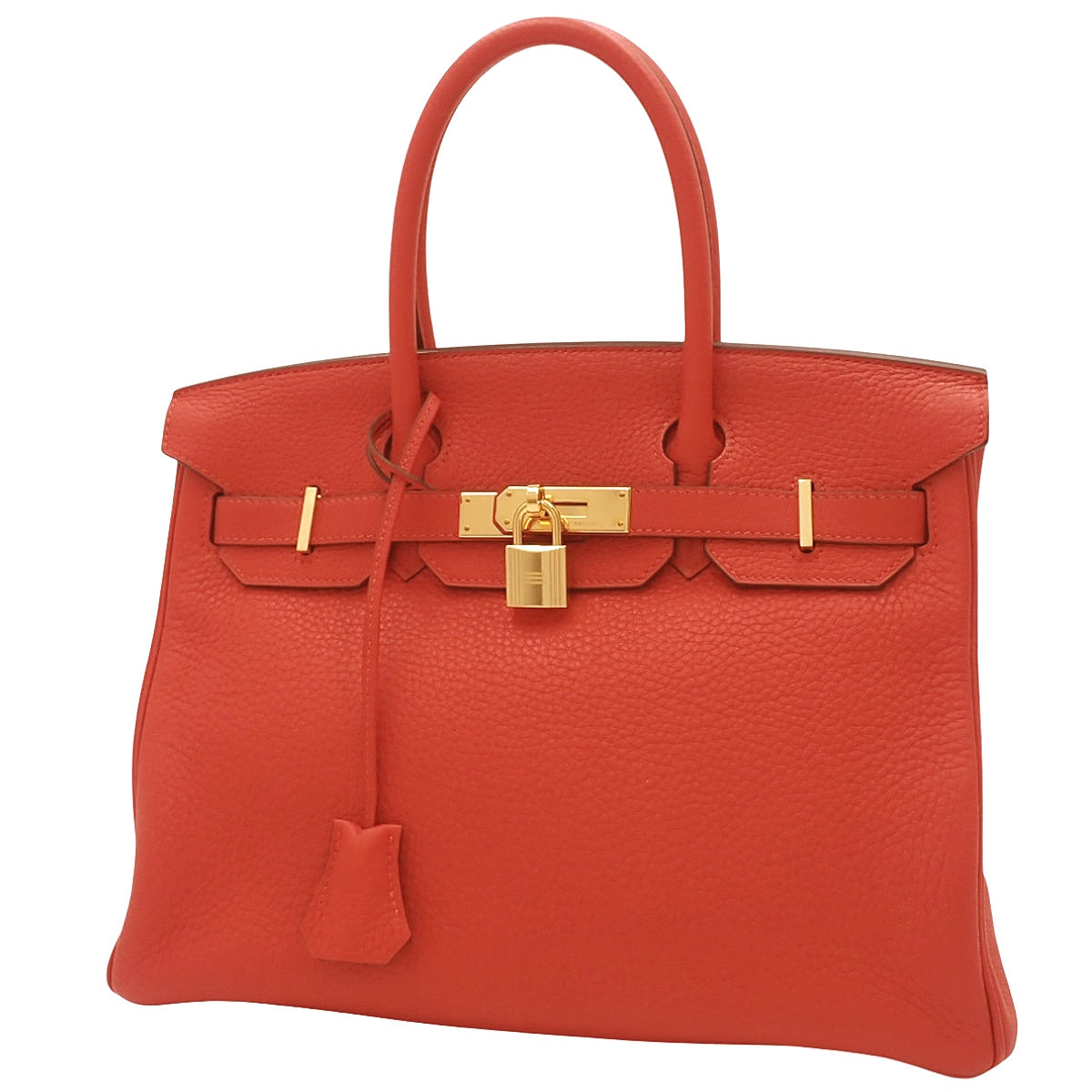 Birkin 30 in Taurillon Clemence Rouge Tomato with gold hardware and X stamp