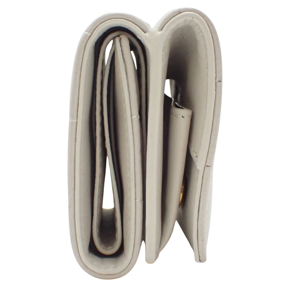Cassandra Matelasse Tri-fold Wallet in Light Grey Leather (787557)