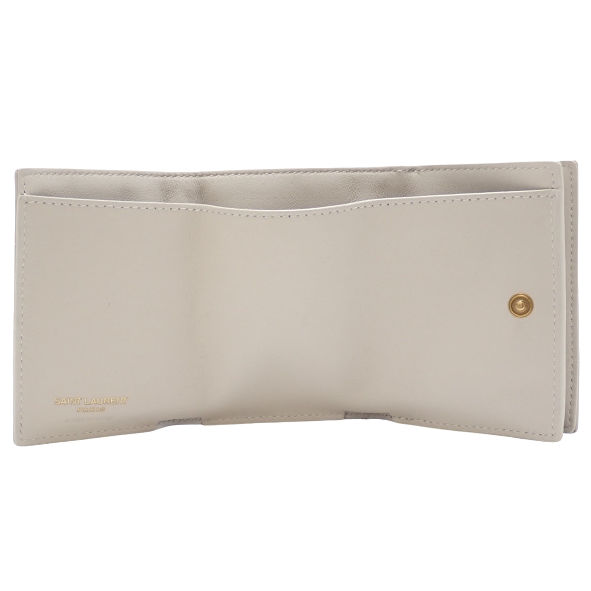 Cassandra Matelasse Tri-fold Wallet in Light Grey Leather (787557)