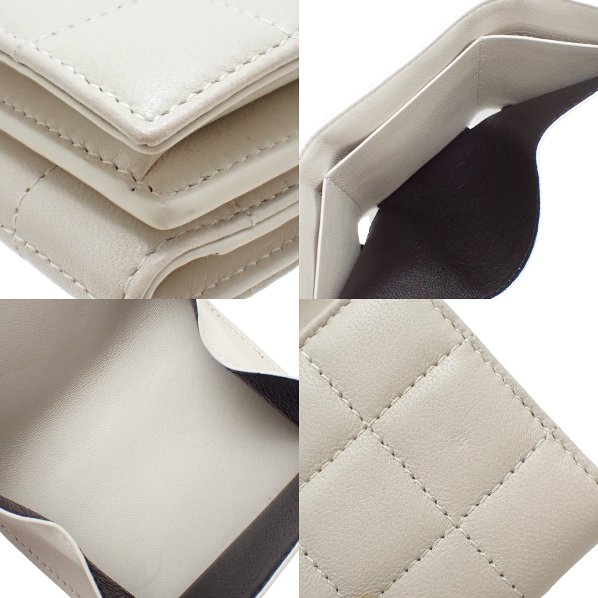 Cassandra Matelasse Tri-fold Wallet in Light Grey Leather (787557)
