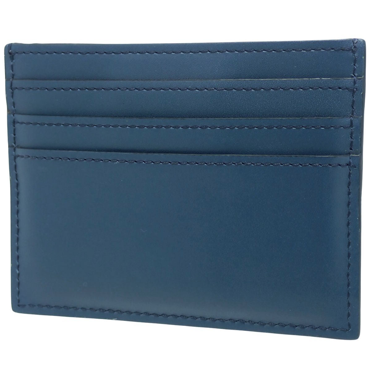 Zucca pattern leather card case in navy and black (7M0164)