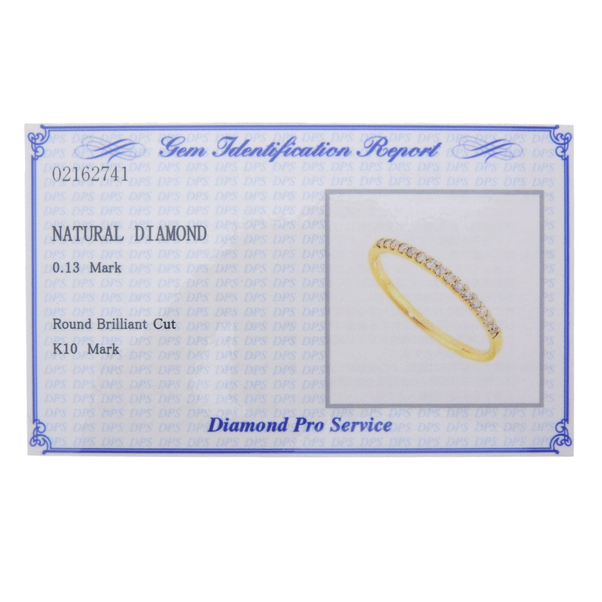 Half Eternity Ring D0.13 Yellow Gold K10YG Size 10.5 (50.5) 1.0g