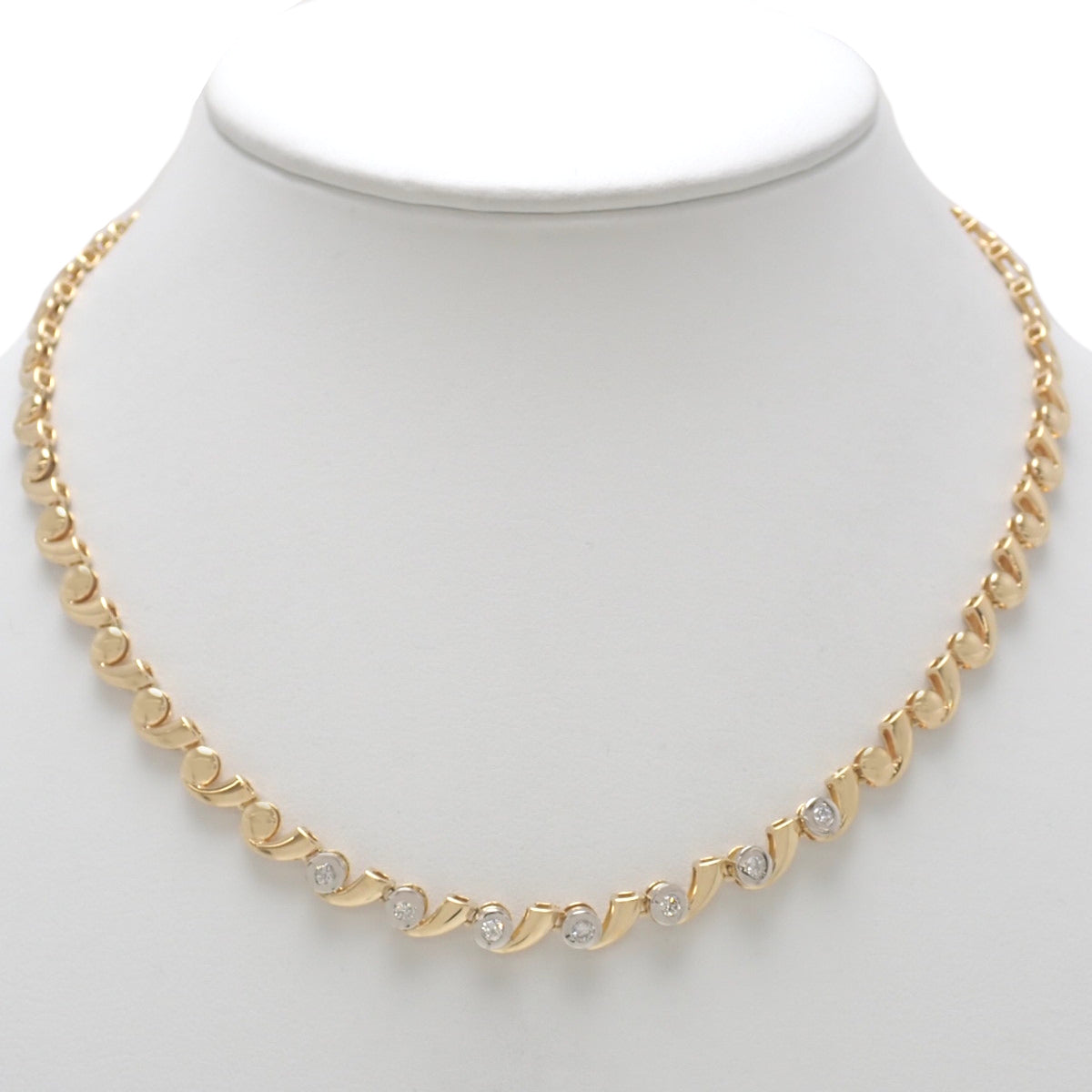 Diamond necklace D0.47, yellow gold K18YG, platinum Pt850, 30.7g