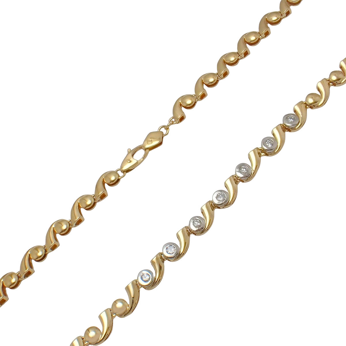 Diamond necklace D0.47, yellow gold K18YG, platinum Pt850, 30.7g