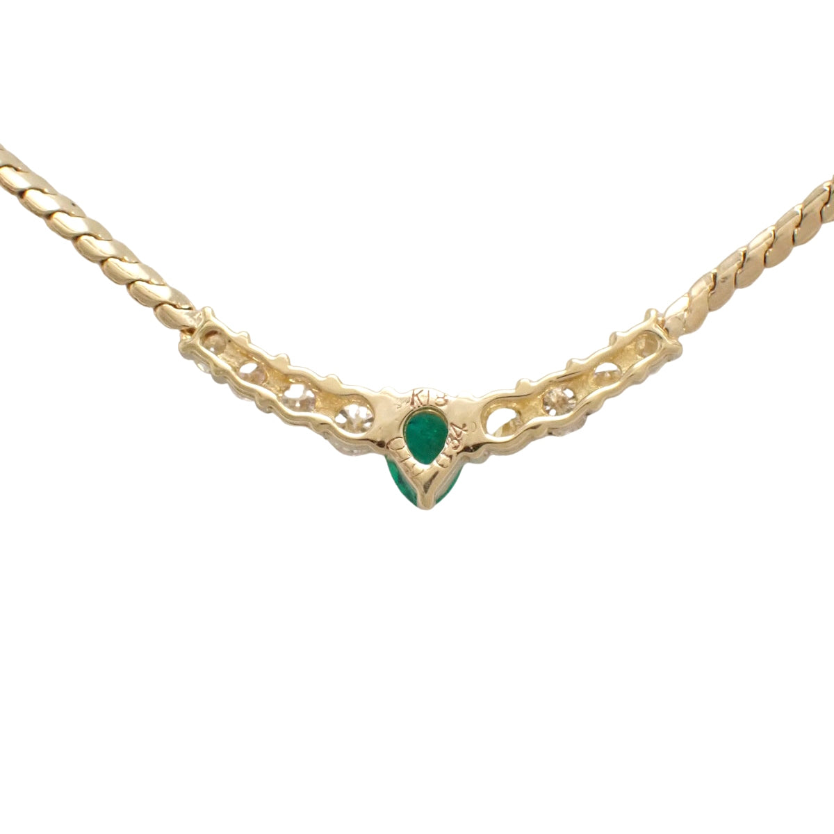 エメラルド ダイヤモンド ネックレス E0.34/D0.19 イエローゴールド K18YG 6.5g