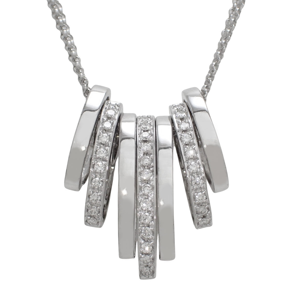 Triple Chain Diamond Necklace D0.30 White Gold K18WG 14.7g
