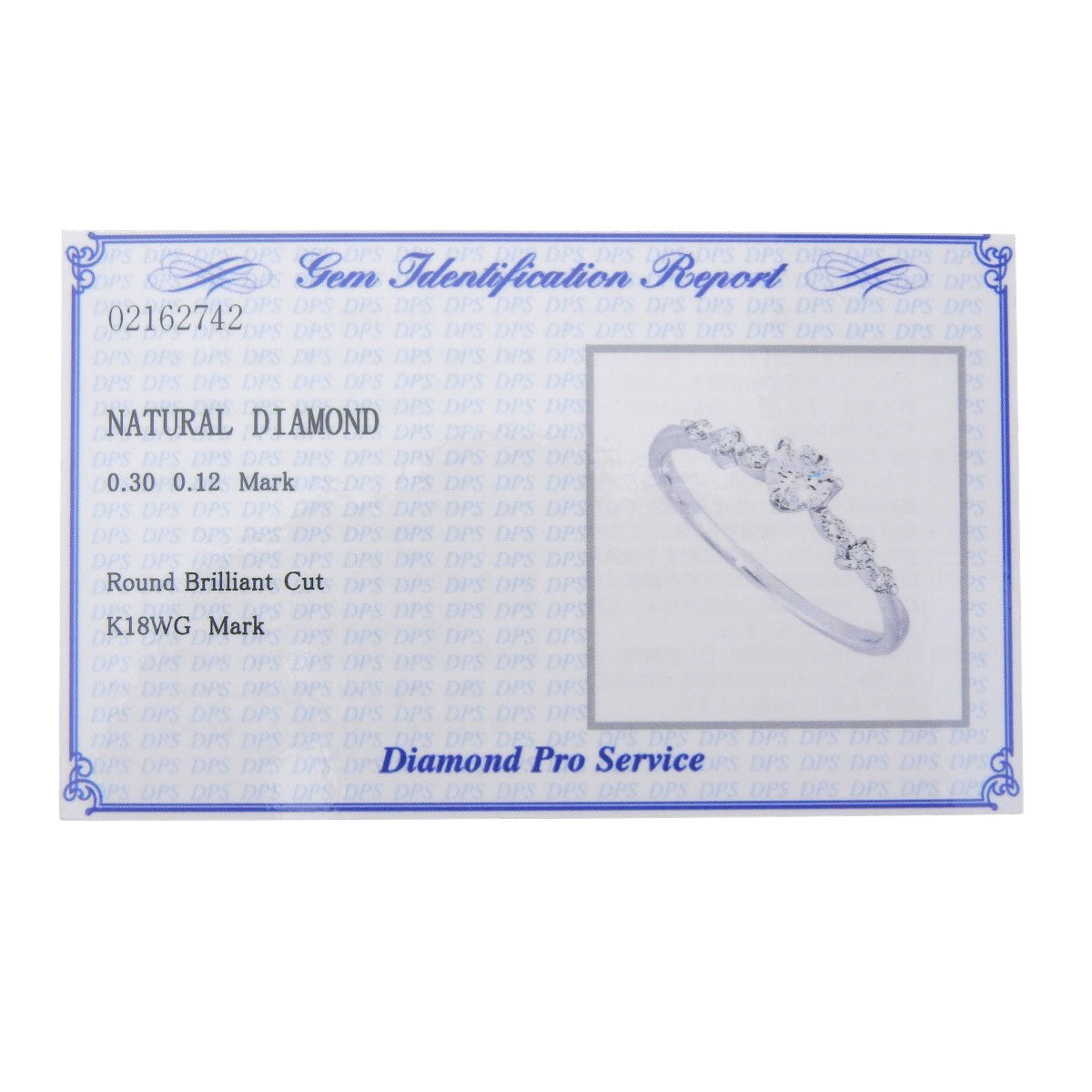 Diamond ring D0.30,0.12, white gold K18WG, size 14 (54), 1.6g