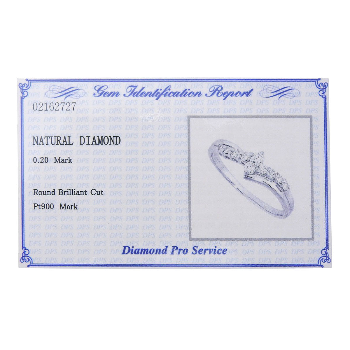 Diamond ring, D0.20, platinum Pt900, size 13 (53), 2.4g