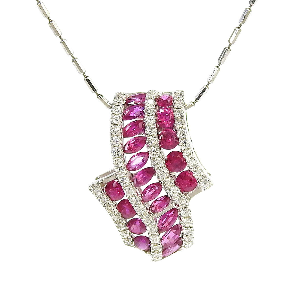 Ruby and diamond necklace R0.94/D0.20 White gold K18WG 5.0g